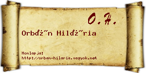 Orbán Hilária névjegykártya